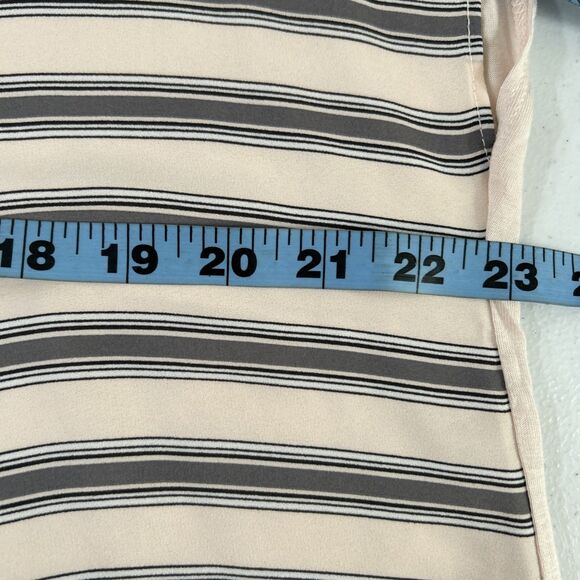 Loft Top Womens Large Beige Strip Mix Material Blouse‎ - Picture 6 of 7